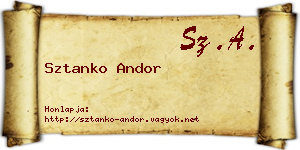 Sztanko Andor névjegykártya
